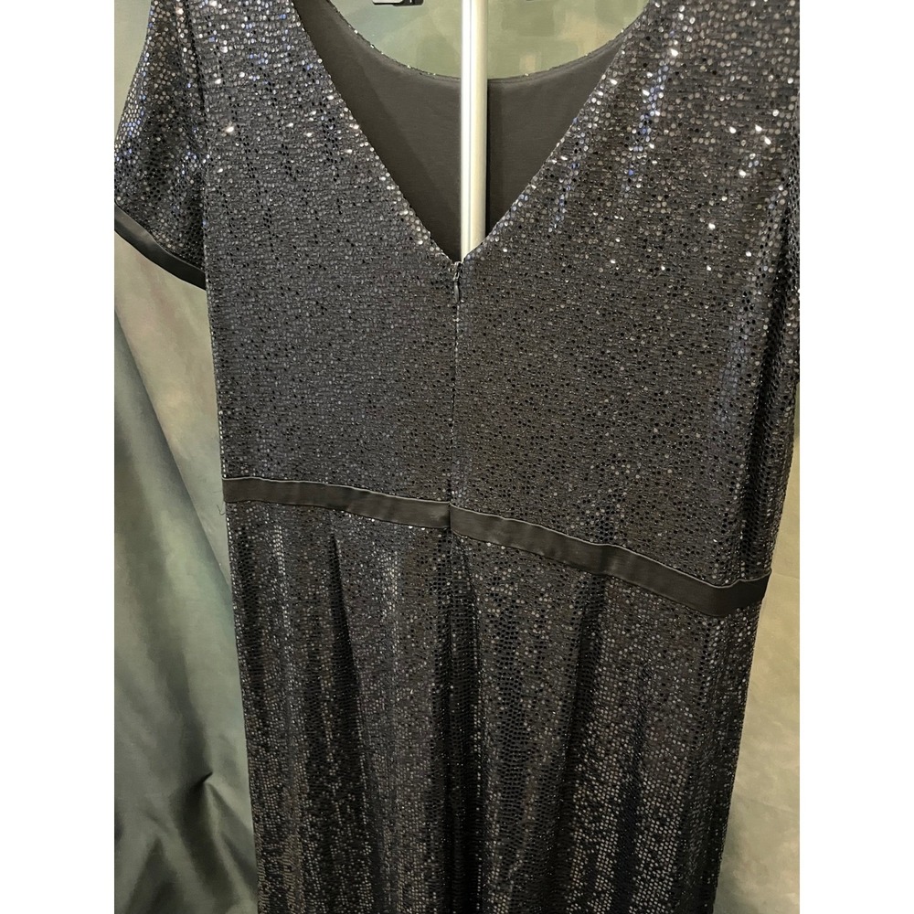DKNY Boat-neck Short Sleeve Black Sequin Maxi Dress Evening Formal Size 16 - Picture 5 of 12
